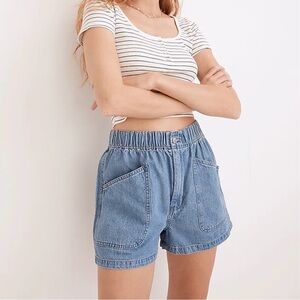 NWT Madewell Denim Pull-On Utility Shorts, Grandfield Wash, Size 23